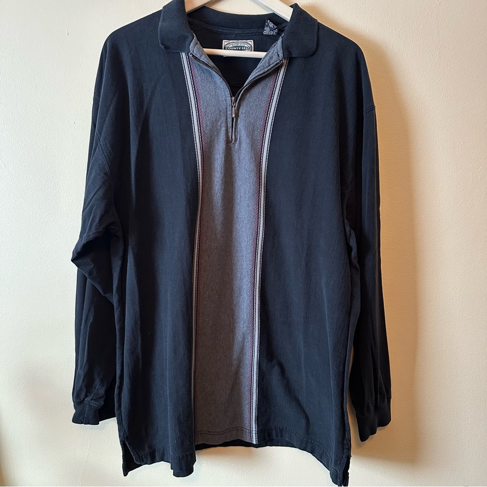 Vintage 90s Authentic Country Seat Jeanswear Long sleeve shirt Mens L Black Grey